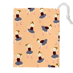 Cute  Pattern With  Dancing Ballerinas On Pink Background Drawstring Pouch (4xl) by EvgeniiaBychkova