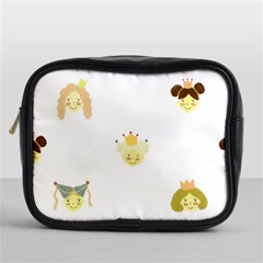 Cute Delicate Seamless Pattern With Little Princesses In Scandinavian Style With Texture Of Natural Mini Toiletries Bag (one Side) by EvgeniiaBychkova