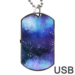 Blue Space Paint Dog Tag Usb Flash (two Sides) by goljakoff