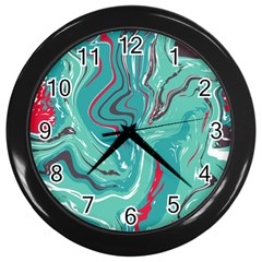 Green Vivid Marble Pattern 2 Wall Clock (black) by goljakoff