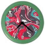 Red Vivid Marble Pattern 3 Color Wall Clock Front