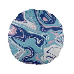 Blue Vivid Marble Pattern 12 Standard 15  Premium Flano Round Cushions by goljakoff