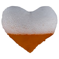 Beer Foam Bubbles Alcohol  Glass Large 19  Premium Flano Heart Shape Cushions by Amaryn4rt