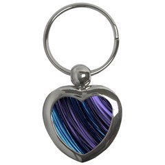 Blue And Purple Stripes Key Chain (heart) by Dazzleway