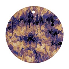 Yellow And Purple Abstract Round Ornament (two Sides) by Dazzleway