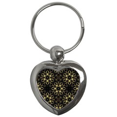 Black And Gold Pattern Key Chain (heart) by Dazzleway