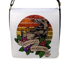 Possum - Mentally Sick Physically Thick Flap Closure Messenger Bag (l) by Valentinaart