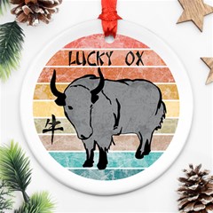 Chinese New Year ¨c Year Of The Ox Round Ornament (two Sides) by Valentinaart