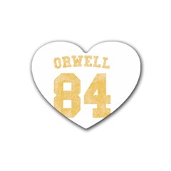 Orwell 84 Rubber Coaster (heart)  by Valentinaart