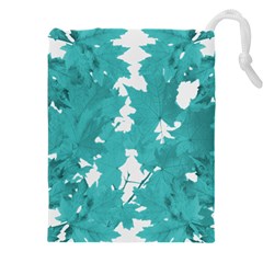 Blue Autumn Maple Leaves Collage, Graphic Design Drawstring Pouch (4xl) by picsaspassion