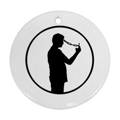 Mobile Phone Addiction Concept Drawing Round Ornament (two Sides) by dflcprintsclothing