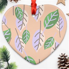 Leaf Pink Heart Ornament (two Sides) by Dutashop