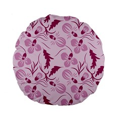 Dark Pink Flowers Standard 15  Premium Flano Round Cushions by Eskimos