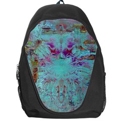 Retro Hippie Abstract Floral Blue Violet Backpack Bag by CrypticFragmentsDesign