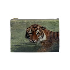 Swimming Tiger Cosmetic Bag (medium) by ExtraGoodSauce