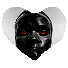 Creepy Black Man Mask Print Large 19  Premium Flano Heart Shape Cushions by dflcprintsclothing