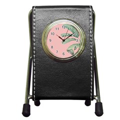 Banana Leaf On Pink Pen Holder Desk Clock by goljakoff