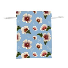 Delicate Hibiscus Flowers On A Blue Background Lightweight Drawstring Pouch (l) by SychEva