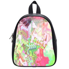 Boho Hippie Trippy Psychedelic Abstract Hot Pink Lime Green School Bag (small) by CrypticFragmentsDesign