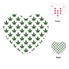 Weed At White, Ganja Leafs Pattern, 420 Hemp Regular Theme Playing Cards Single Design (heart) by Casemiro