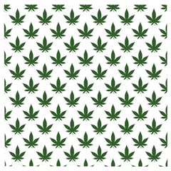 Weed At White, Ganja Leafs Pattern, 420 Hemp Regular Theme Wooden Puzzle Square by Casemiro