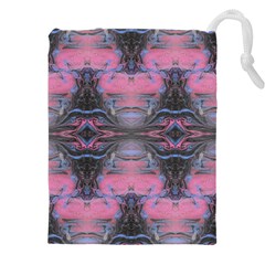 Grey Pink Module  Drawstring Pouch (4xl) by kaleidomarblingart