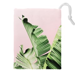 Palm Leaves On Pink Drawstring Pouch (4xl) by goljakoff