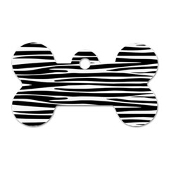 Zebra Stripes, Black And White Asymmetric Lines, Wildlife Pattern Dog Tag Bone (one Side) by Casemiro