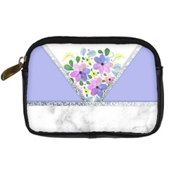 Minimal Purble Floral Marble A Digital Camera Leather Case by gloriasanchez