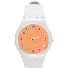 Cantaloupe Orange Round Plastic Sport Watch (m) by FabChoice