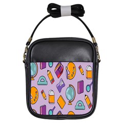 Back To School And Schools Out Kids Pattern Girls Sling Bag by DinzDas