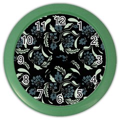 Folk Flowers Art Pattern Color Wall Clock by Eskimos