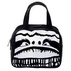 Creepy Monster Black And White Close Up Drawing Classic Handbag (one Side) by dflcprintsclothing