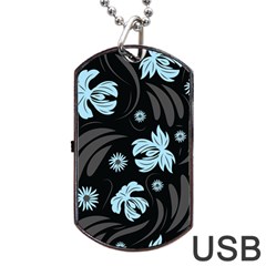 Folk Flowers Pattern Dog Tag Usb Flash (one Side) by Eskimos