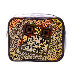 Root Humanity Bar And Qr Code Flash Orange And Purple Mini Toiletries Bag (one Side) by WetdryvacsLair