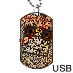 Root Humanity Bar And Qr Code Flash Orange And Purple Dog Tag Usb Flash (two Sides) by WetdryvacsLair