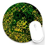 Root Humanity Bar And Qr Code Green and Yellow Doom Round Mousepads Front