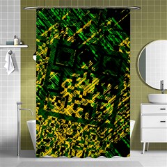 Root Humanity Bar And Qr Code Green And Yellow Doom Shower Curtain 48  X 72  (small)  by WetdryvacsLair