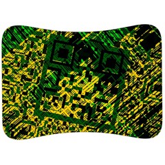 Root Humanity Bar And Qr Code Green And Yellow Doom Velour Seat Head Rest Cushion by WetdryvacsLair