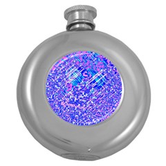 Root Humanity Bar And Qr Code Combo In Purple And Blue Round Hip Flask (5 Oz) by WetdryvacsLair