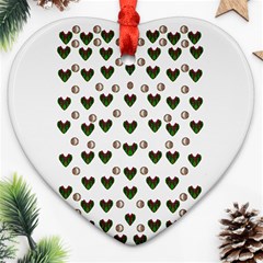 Hearts And Pearls For Love And Plants For Peace Heart Ornament (two Sides) by pepitasart