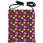 Colorfull Hearts On Choclate Shoulder Sling Bag Front