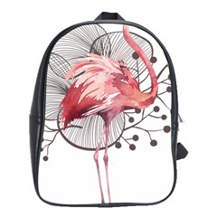 Watercolor Flamingo School Bag (xl) by webstylecreations