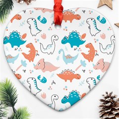 Funny Dinosaurs Kids Heart Ornament (two Sides) by SychEva