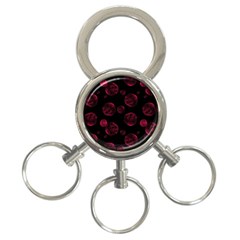 Red Sponge Prints On Black Background 3-ring Key Chain by SychEva