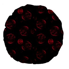 Red Sponge Prints On Black Background Large 18  Premium Flano Round Cushions by SychEva