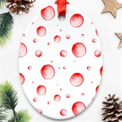 Red Drops On White Background Oval Ornament (two Sides) by SychEva