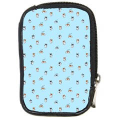 Cute Kawaii Dogs Pattern At Sky Blue Compact Camera Leather Case by Casemiro