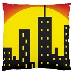 Skyline-city-building-sunset Large Flano Cushion Case (two Sides) by Sudhe