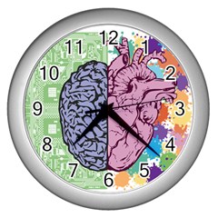 Brain-heart-balance-emotion Wall Clock (silver) by Sudhe